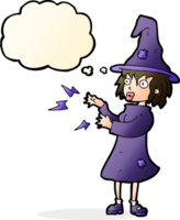 cartoon witch casting spell with thought bubble png