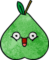 poire verte de dessin animé texture grunge rétro png