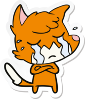 sticker of a crying fox cartoon png