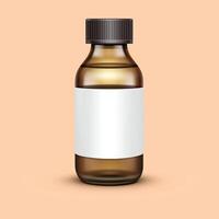 a bottle of medicine with a white label that says natural medicine and mockup vector