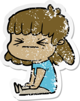 distressed sticker of a cartoon woman png