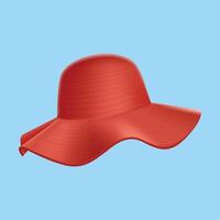 a red hat with a red ribbon on it is in the shape of a hat. vector