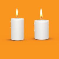 two white candles with the same color as the bottom right. vector