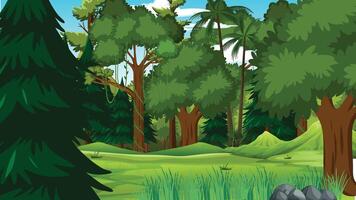 Nature scene with trees and fields illustration vector