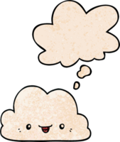 cute cartoon cloud and thought bubble in grunge texture pattern style png