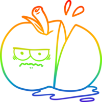 ligne de gradient arc en ciel dessin dessin animé pomme en tranches en colère png