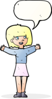 cartoon excited woman with speech bubble png