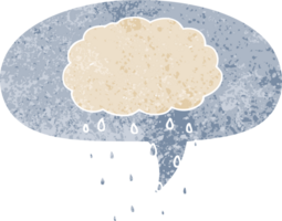 cartoon rain cloud and speech bubble in retro textured style png