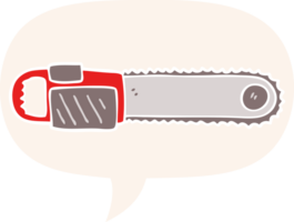 cartoon chainsaw and speech bubble in retro style png