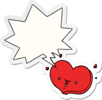 cartoon happy love heart and speech bubble sticker png