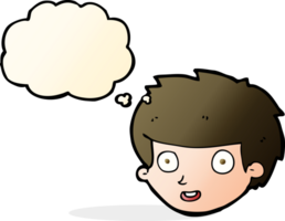 cartoon happy boy's face with thought bubble png