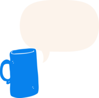 cartoon mug and speech bubble in retro style png