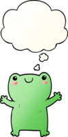 cute cartoon frog and thought bubble in smooth gradient style png