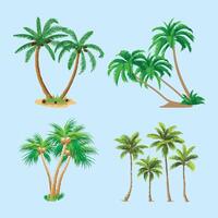 Palm trees with shadow isolated on white. illustration vector