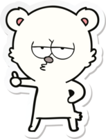 sticker of a bored polar bear cartoon giving thumbs up sign png