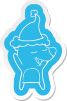 pegatina de dibujos animados de un oso con sombrero de santa png