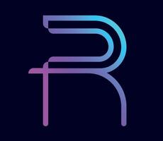 R symbol in minimalist style and gradient colors vector