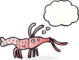 dessin animé de crevettes avec bulle de pensée png