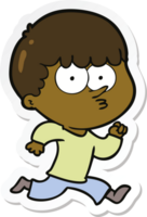 sticker of a cartoon curious boy running png