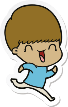 Aufkleber eines fröhlichen Cartoon-Jungen png
