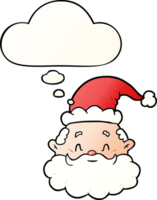 cartoon santa claus and thought bubble in smooth gradient style png