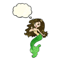 cartoon pretty mermaid with thought bubble png