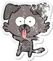 distressed sticker of a cartoon dog with tongue sticking out png