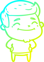 cold gradient line drawing happy cartoon man png