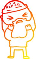 homem de desenho animado de desenho de linha de gradiente quente com barba png