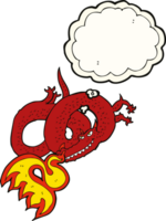 cartoon dragon breathing fire with thought bubble png