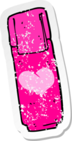 adesivo retrô angustiado de uma caneta de ponta de feltro rosa de desenho animado png