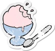 distressed sticker of a cartoon ice cream dessert png