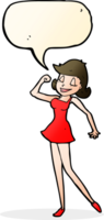 cartoon woman with can do attitude with speech bubble png
