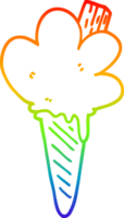 rainbow gradient line drawing cartoon ice cream cone png