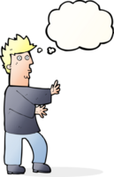 cartoon nervous man waving with thought bubble png