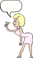 femme de bande dessinée avec boisson avec bulle de dialogue png