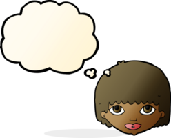 cartoon female face with thought bubble png