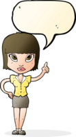 cartoon pretty girl with idea with speech bubble png