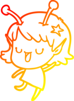 caldo gradiente di disegno felice ragazza aliena cartone animato ridendo png