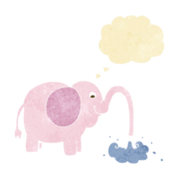 cartoon elephant squirting water with thought bubble png