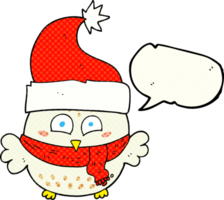 comico libro discorso bolla cartone animato gufo indossare Natale cappello png