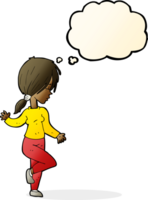 cartoon girl dancing with thought bubble png