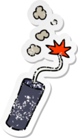 distressed sticker cartoon doodle of a lit dynamite stick png