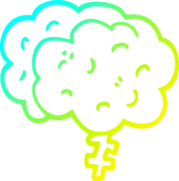 cold gradient line drawing cartoon brain png