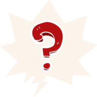 cartoon question mark and speech bubble in retro style png