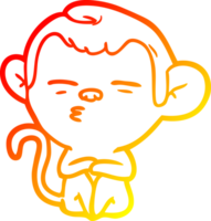 ligne de gradient chaud dessinant un singe suspect de dessin animé png