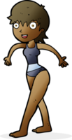 cartoon happy woman in swimming costume png