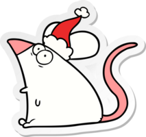 sticker cartoon of a frightened mouse wearing santa hat png