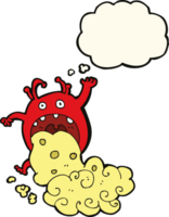 cartoon gross monster being sick with thought bubble png