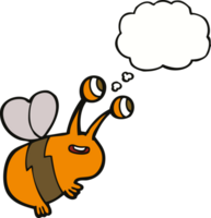 cartoon happy bee with thought bubble png